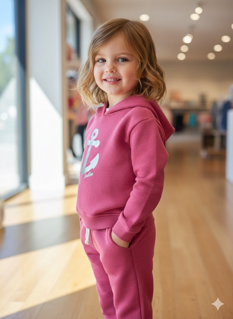 Nautica Branded Pink Hoodie Set for Girls