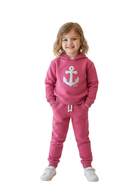 Nautica Branded Pink Hoodie Set for Girls