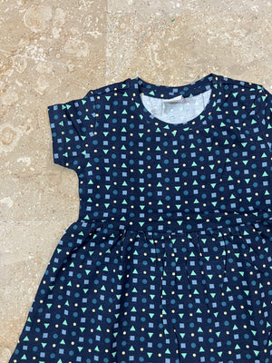 Blue geometric pattern frock
