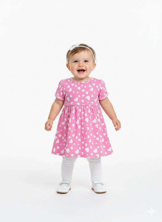 Pink hearts frock for Girls