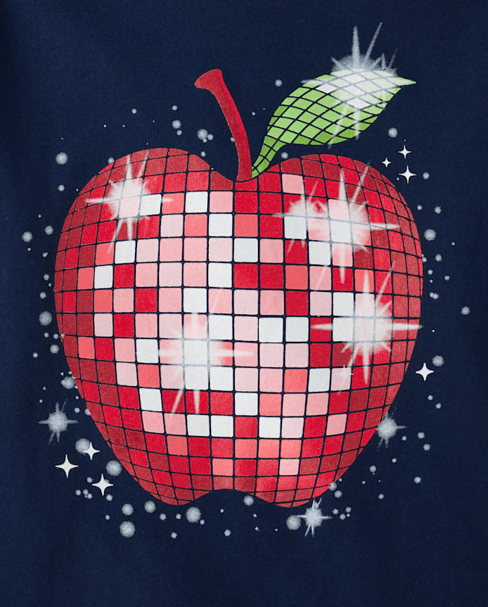 Girl's Disco Apple Graphic Tee - Blue