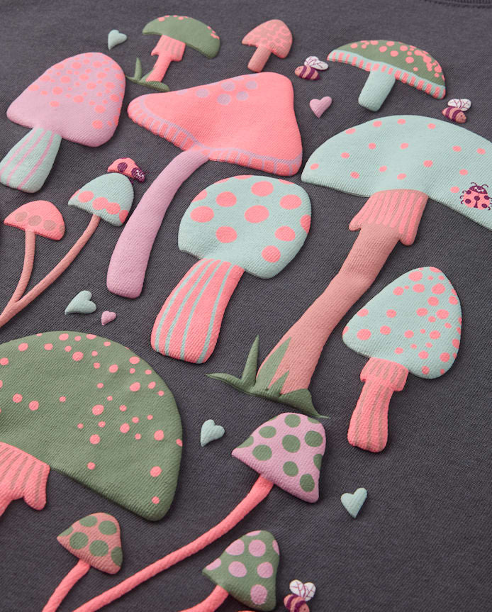 Girl's Mushroom Graphic Tee - Grey