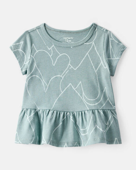 Carter's Baby Girl Heart Print Peplum Top - Green