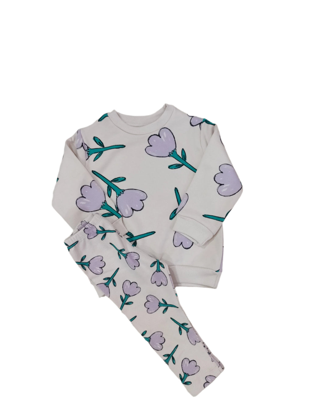 Tulips Printed Sweatshirt Suit for Girls