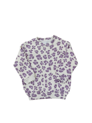 Purple Flower Print Sweatshirt for Girls