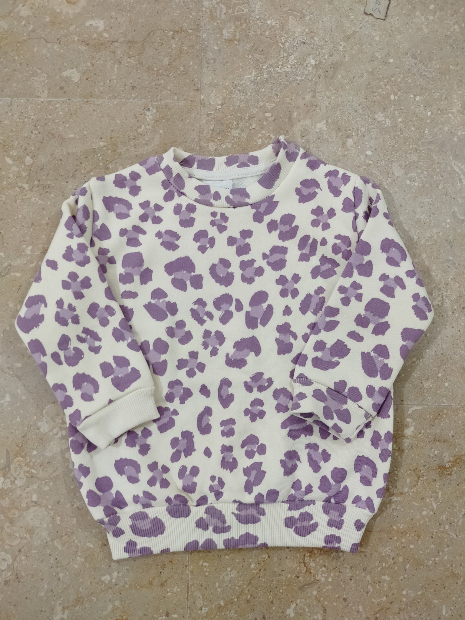 Purple Flower Print Sweatshirt for Girls