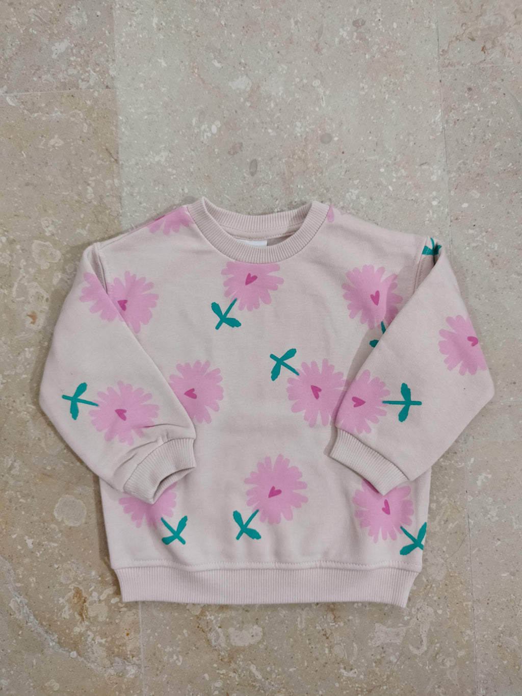 Pink Flower Sweatshirt for Baby Girls