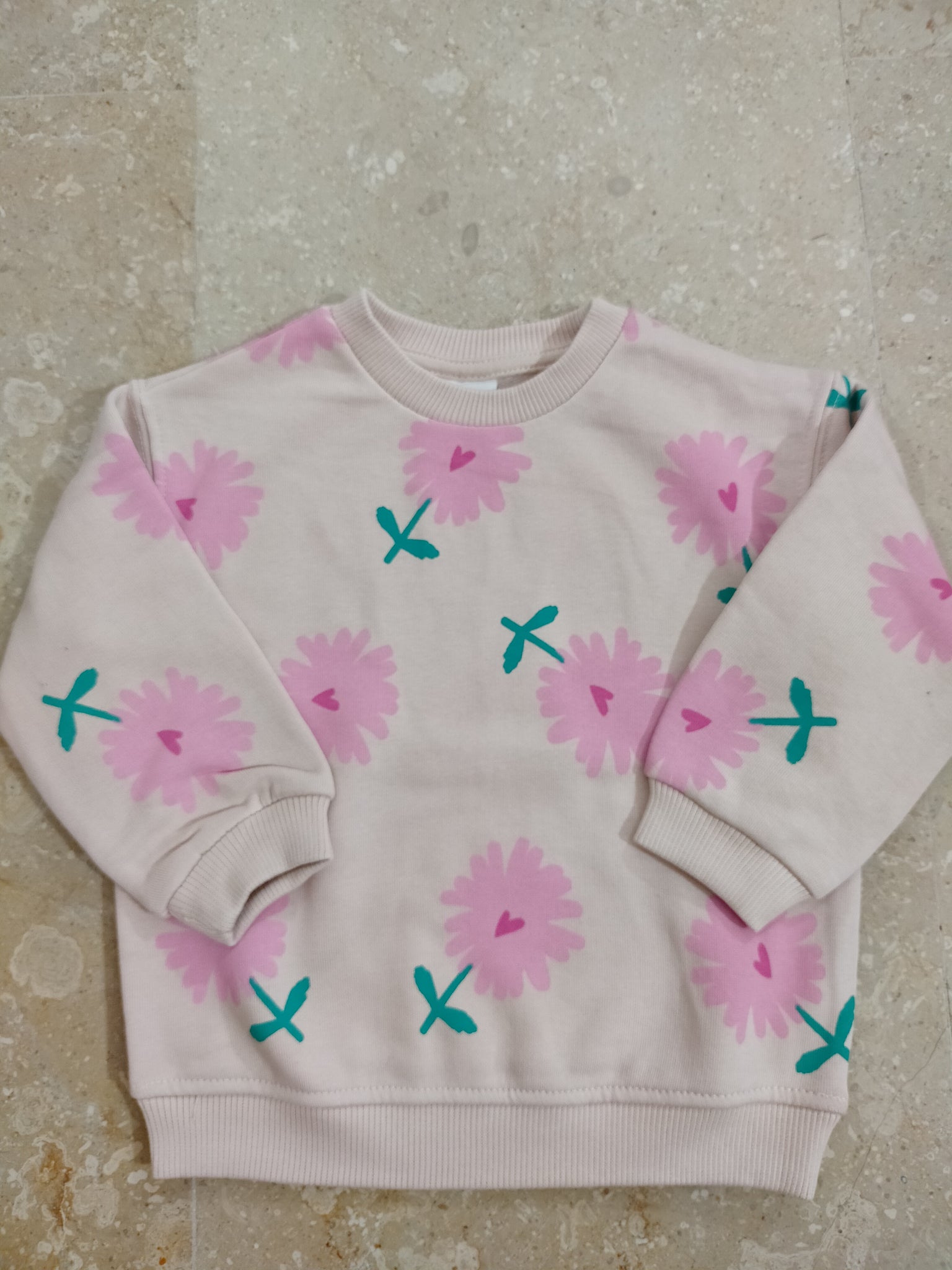 Pink Flower Sweatshirt for Baby Girls