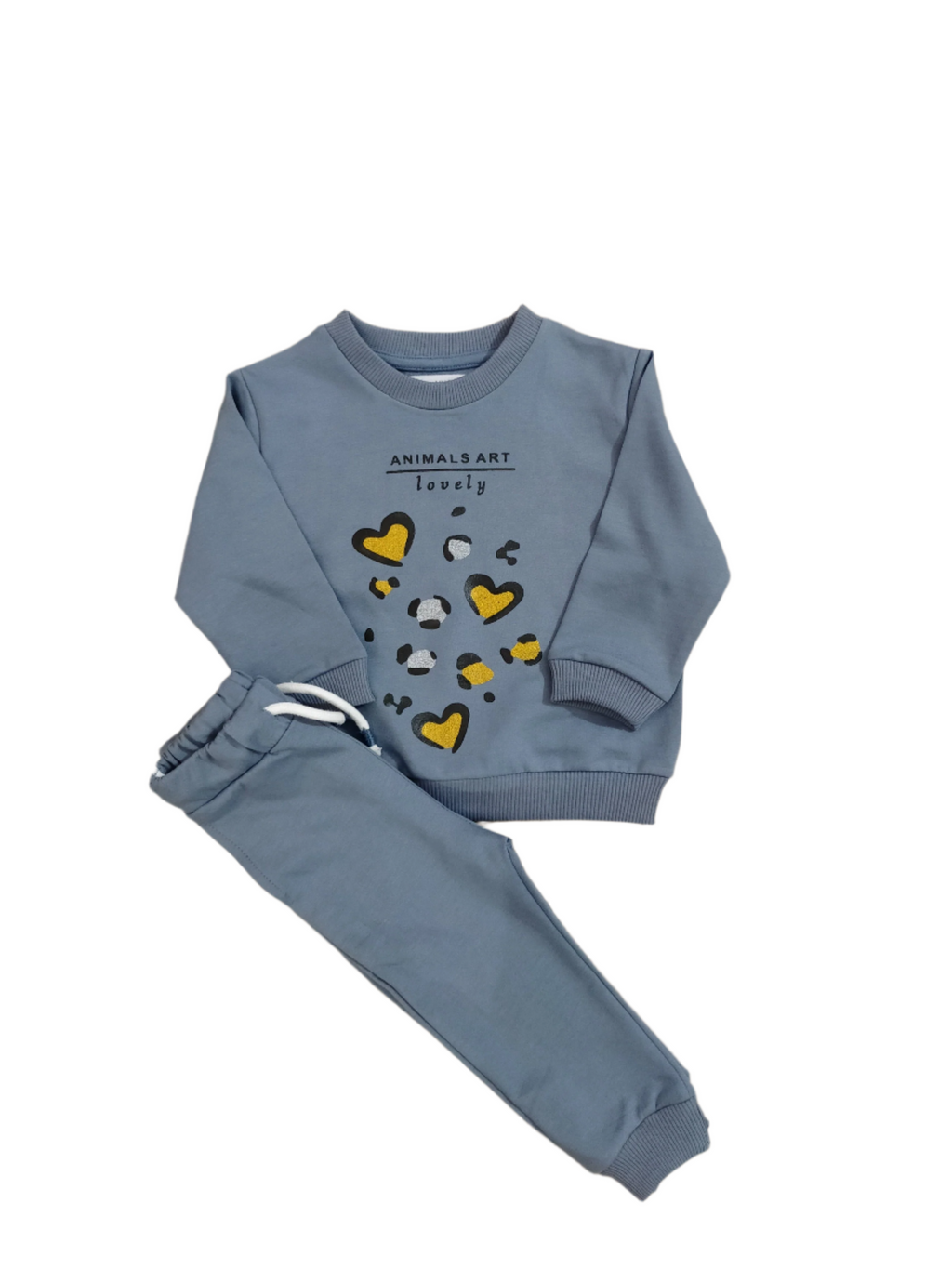 Grey 2 PC Printed Set for Girls