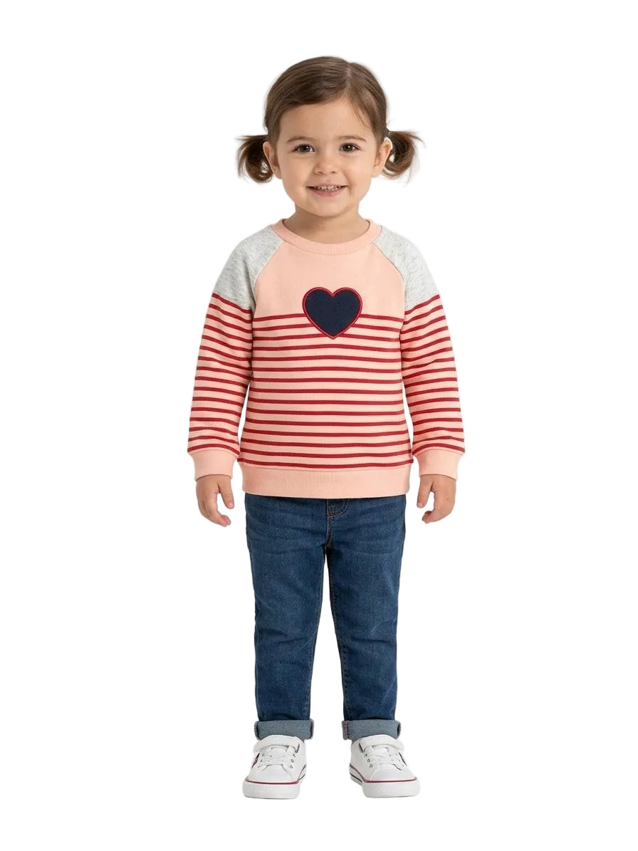 Pink Heart Winter Girls Sweatshirt for Infants