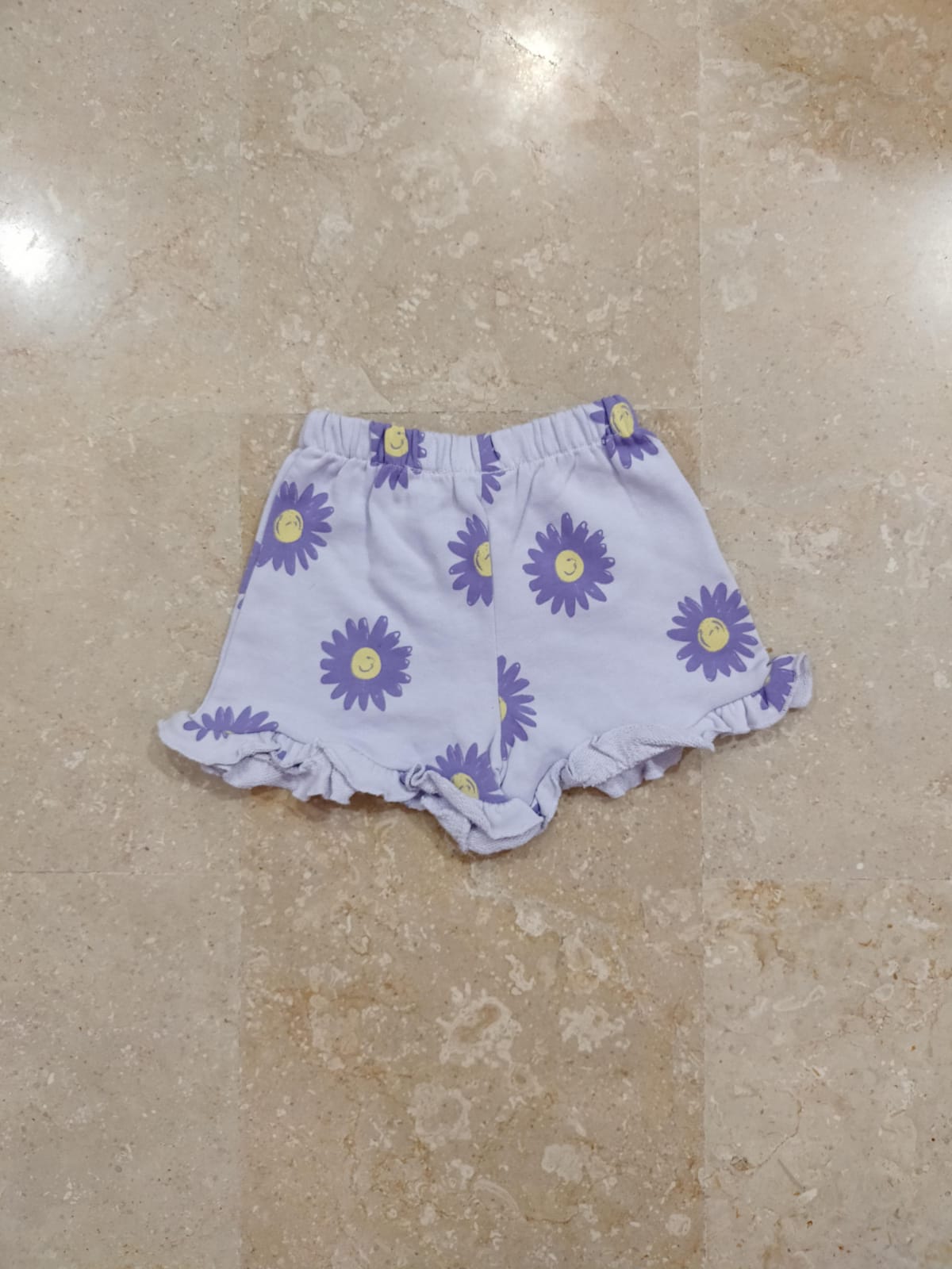 Light Purple Flowers Printed Shorts for Girls