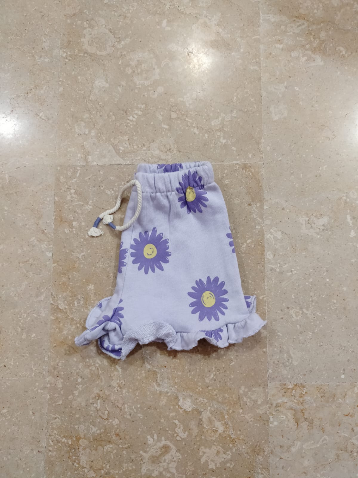 Light Purple Flowers Printed Shorts for Girls