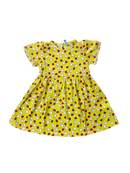 Yellow Hearts Printed Frock For Girls
