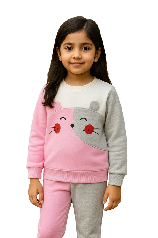 Pink Cute Girls Winter Tracksuit