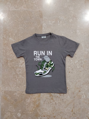 Grey Printed T-shirt for Boys