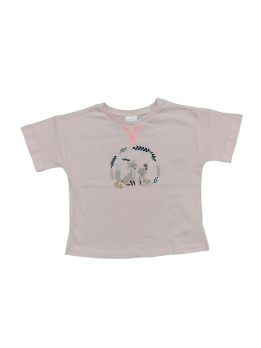 Peach Wolf Printed T-shirt for Kids
