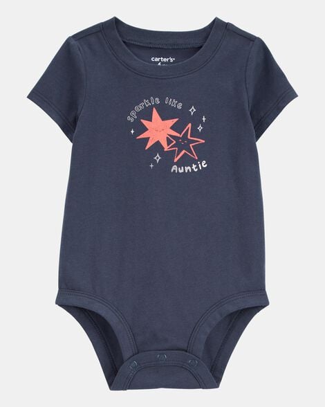 Carter's Baby Sparkle Like Auntie Short-Sleeve Bodysuit - Gray