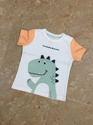 White Orange Dino T-Shirt