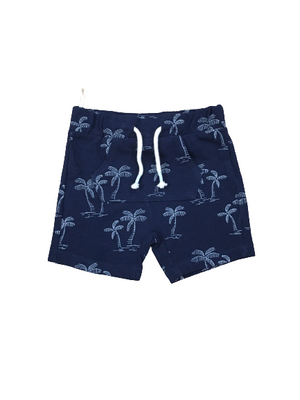 Navy Blue Front Pocket Printed Short