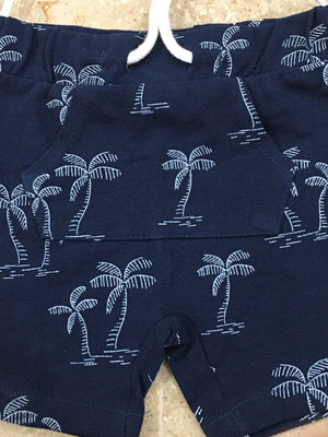 Navy Blue Front Pocket Printed Short