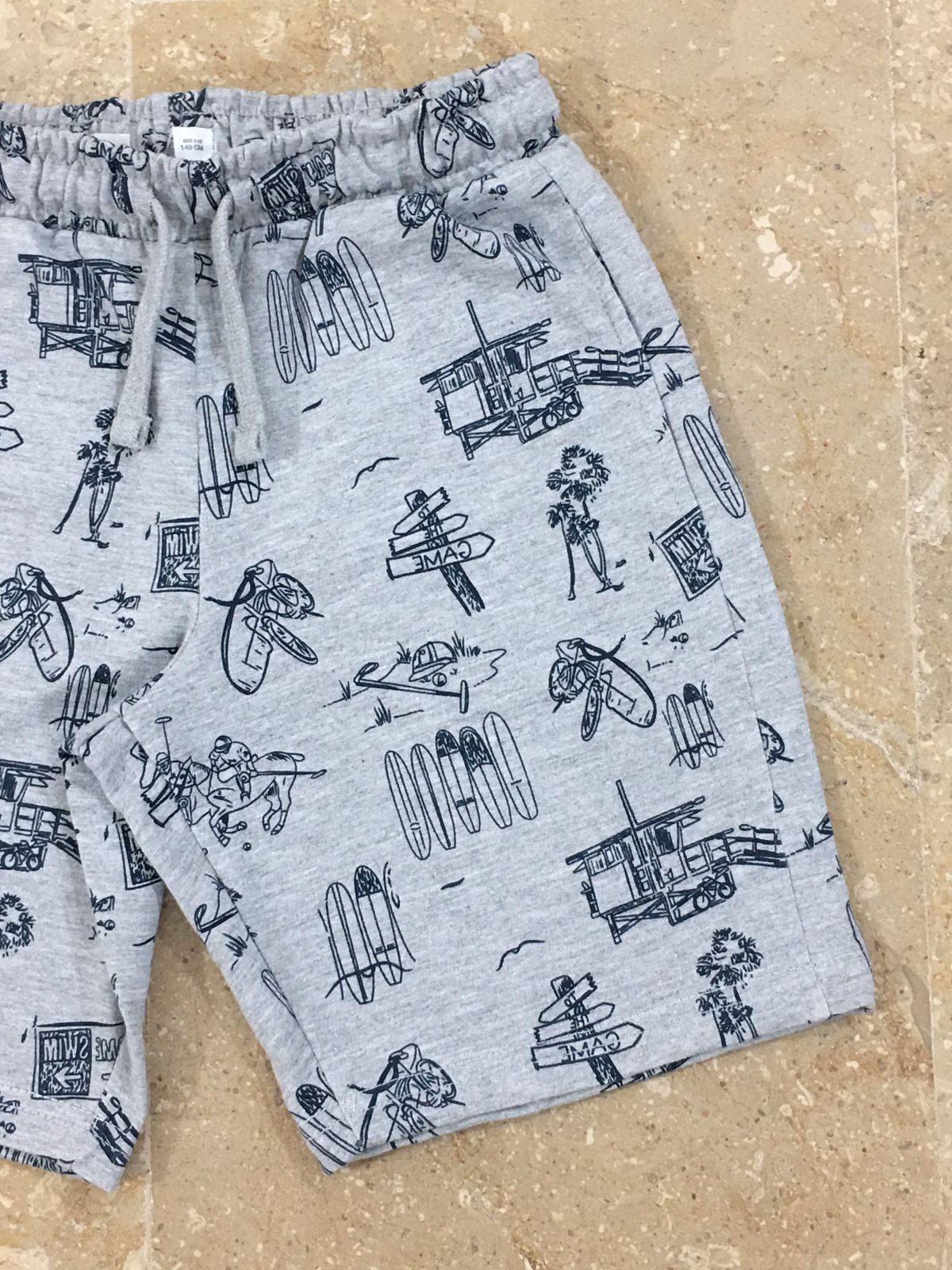 Grey Blue Printed Short (3-13yr)