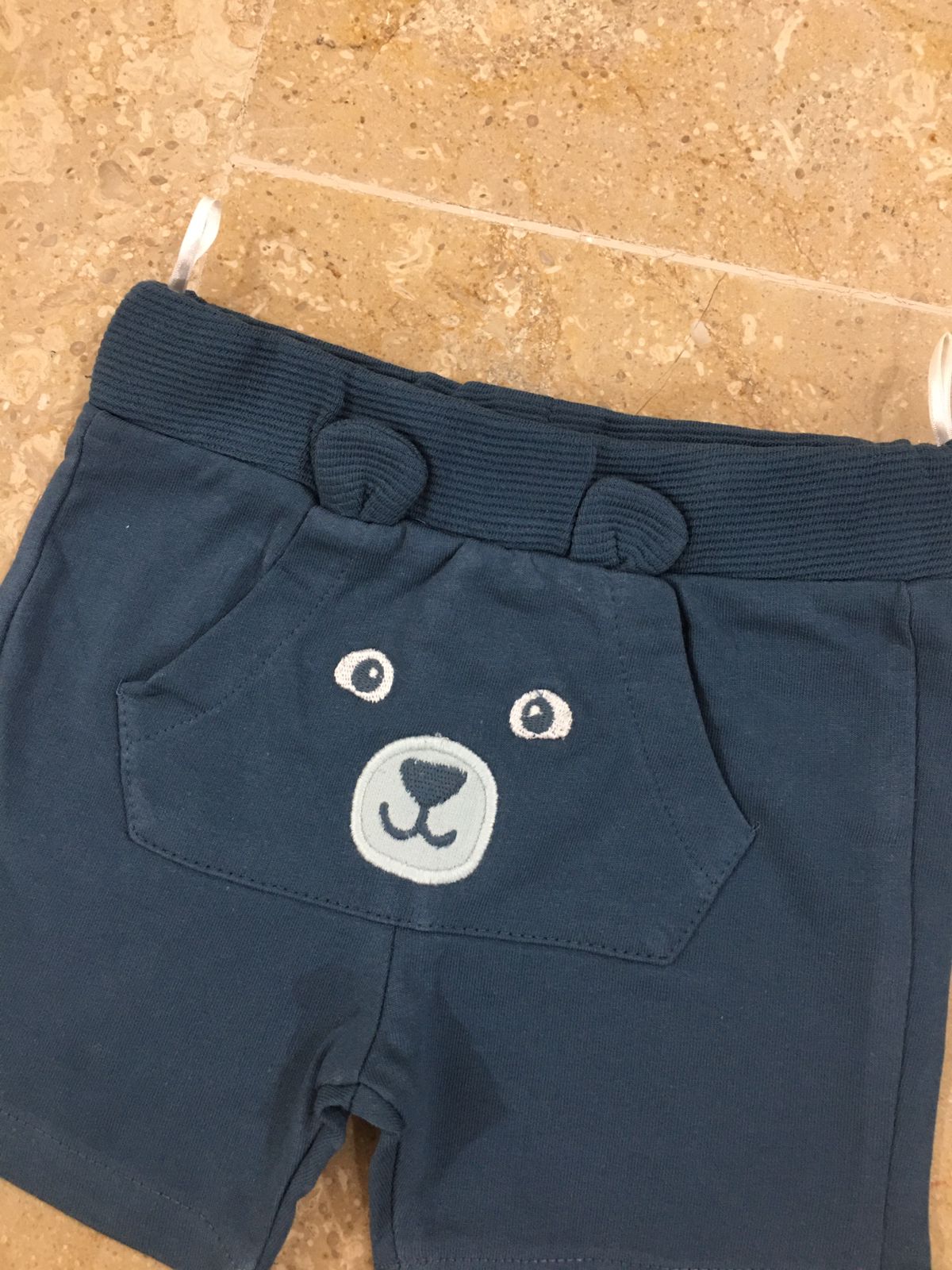 Aqua Blue Bear Pocket Short For Kids