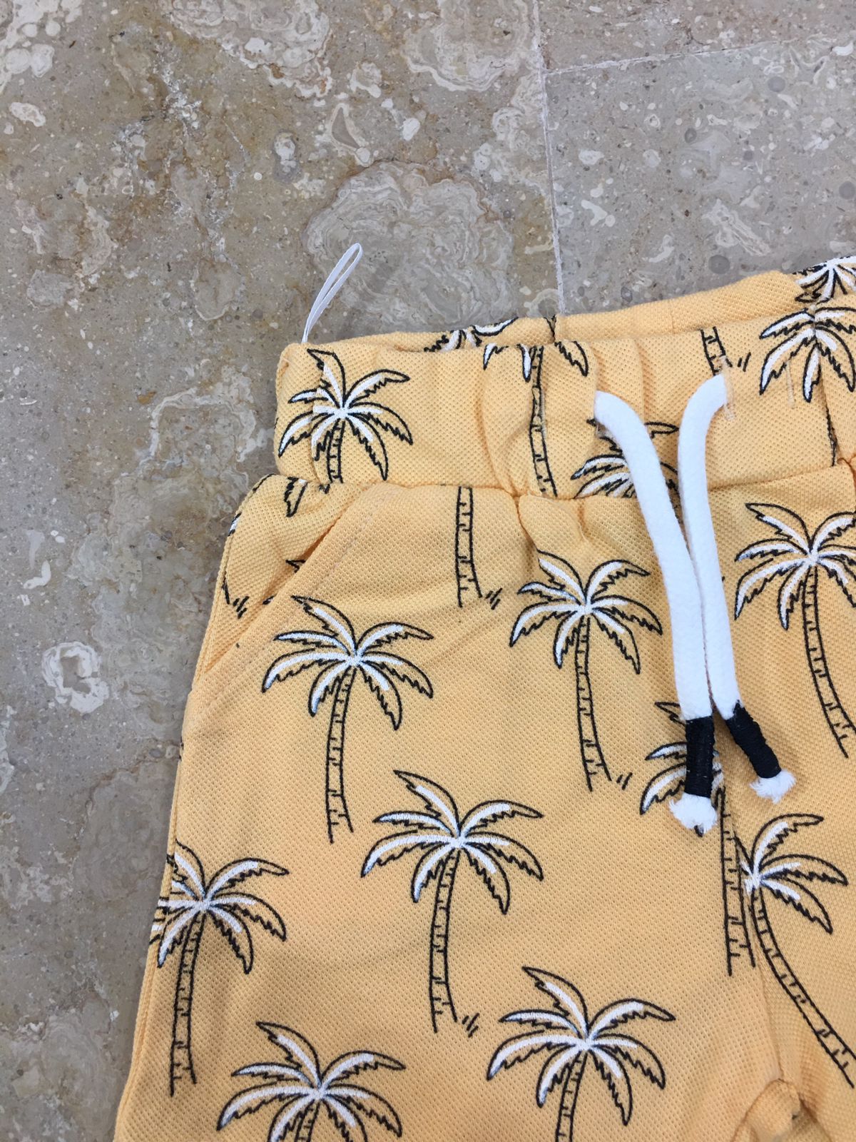 Yellow Side Pockets Printed Short