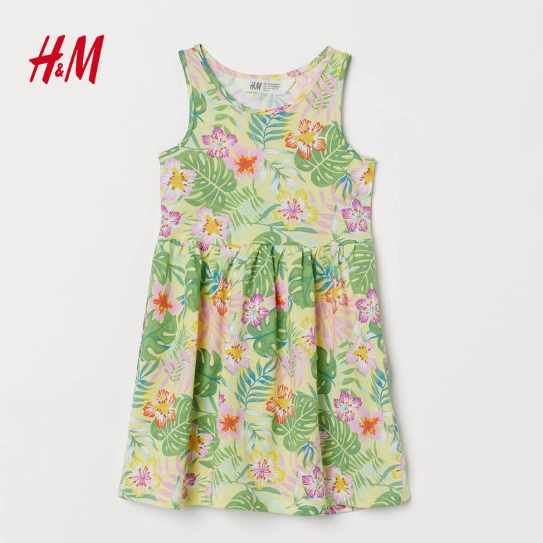 H&M Yellow Green Floral Print Frock