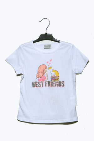 Bestfriends White Glitter Girly T-Shirt