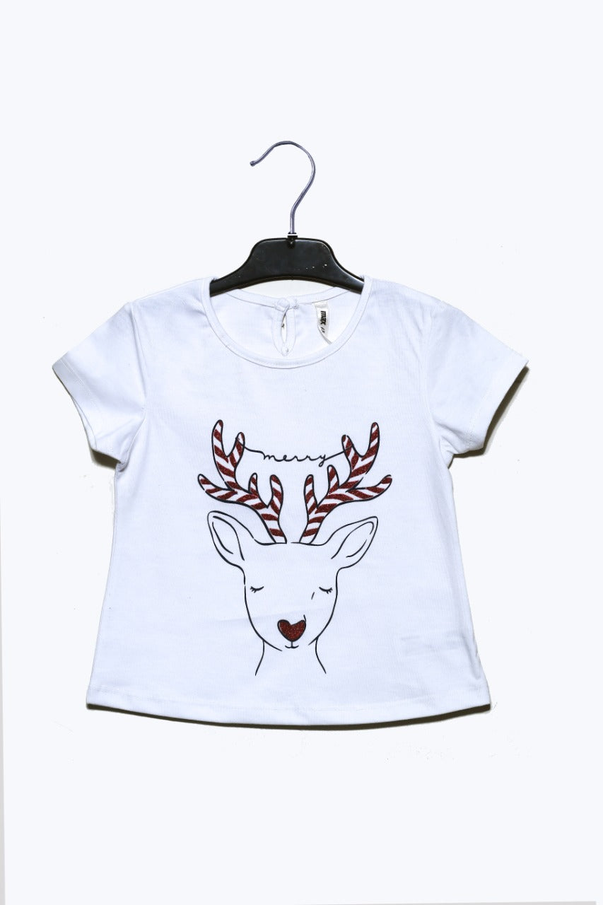 Max Deer Shirt with Red Glitter on Horns