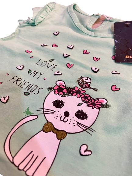 Mint Green Floral Tiara Kitty Shirt