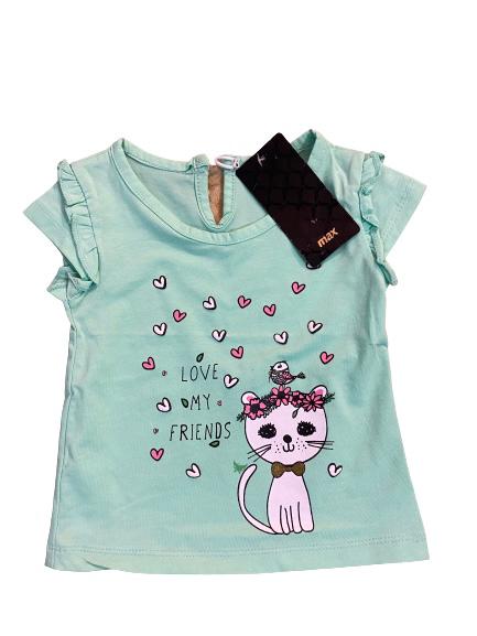 Mint Green Floral Tiara Kitty Shirt