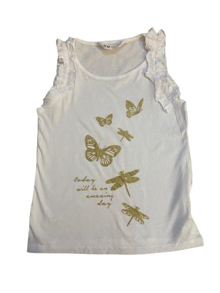 Glittery Butterfly White Sando