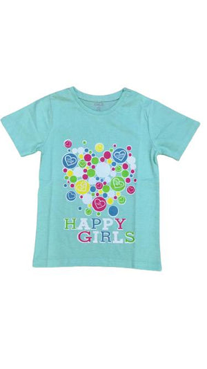 Happy Girls Bottle Green Printed T-Shirt