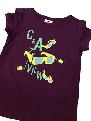 Purple Crazy View Cap Sleeves Shirt for Girls