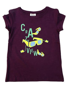 Purple Crazy View Cap Sleeves Shirt for Girls