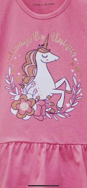 Pink Unicorn Frock Top for Girls