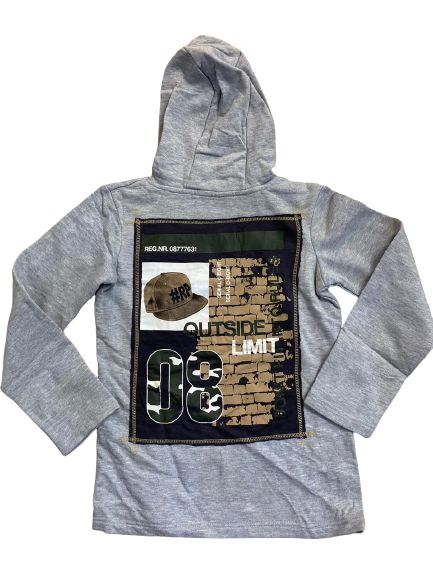 YFK Branded Grey Hoodie Back Printed for Boys