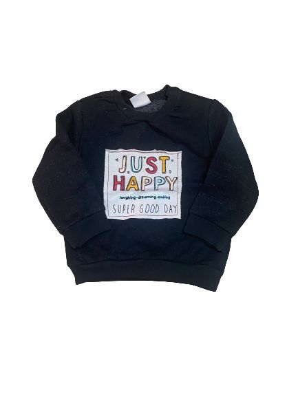 Just Happy Black Sweatshirt