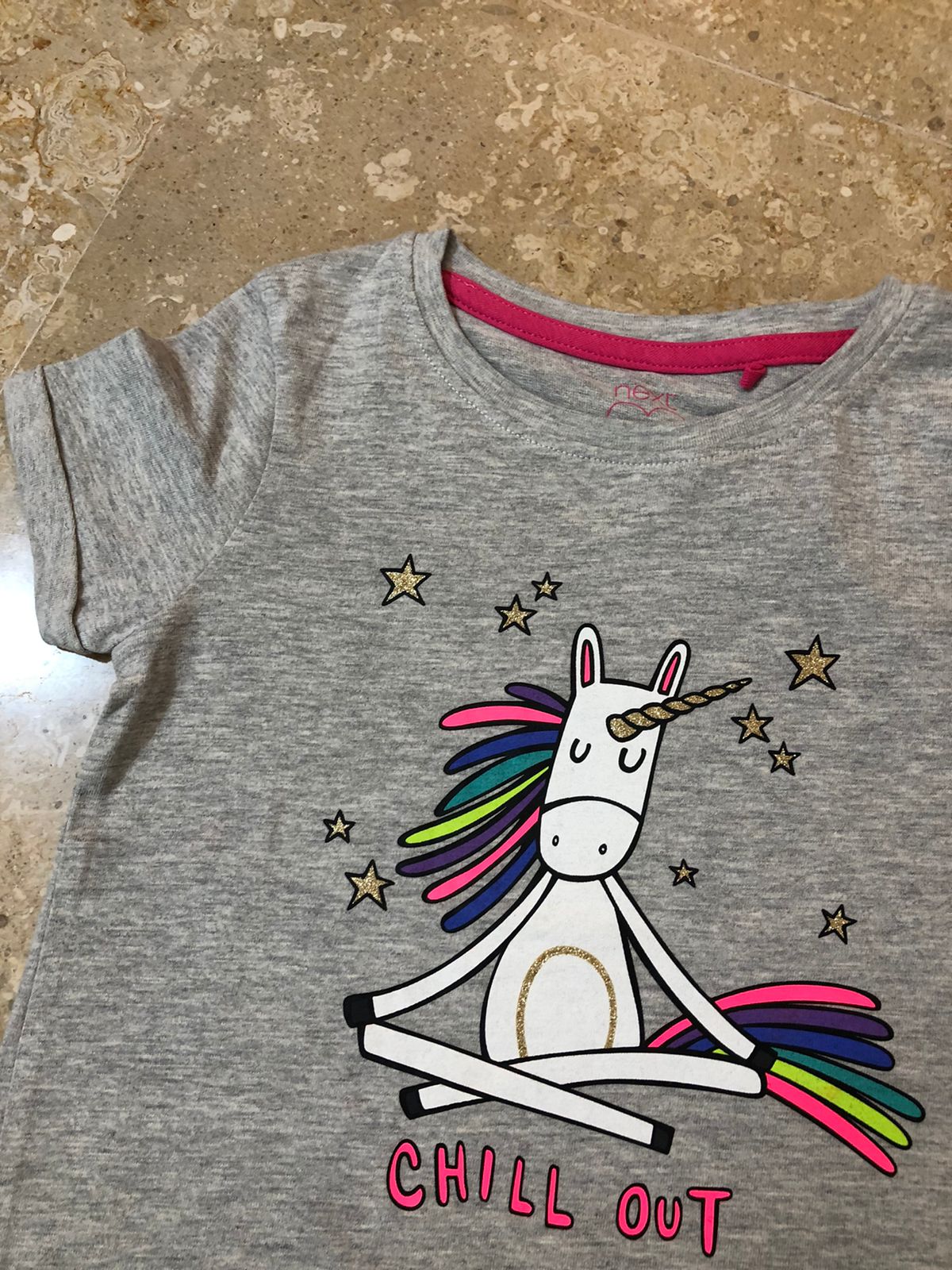 Grey Next Branded Unicorn T-shirt for Girls