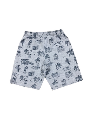 Grey Blue Printed Short (3-13yr)