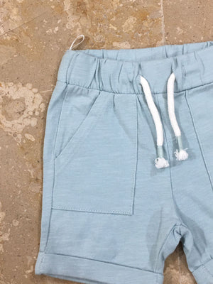 Sky Blue Side Long Pocket Short