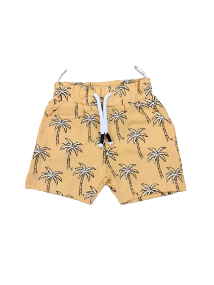 Yellow Side Pockets Printed Short