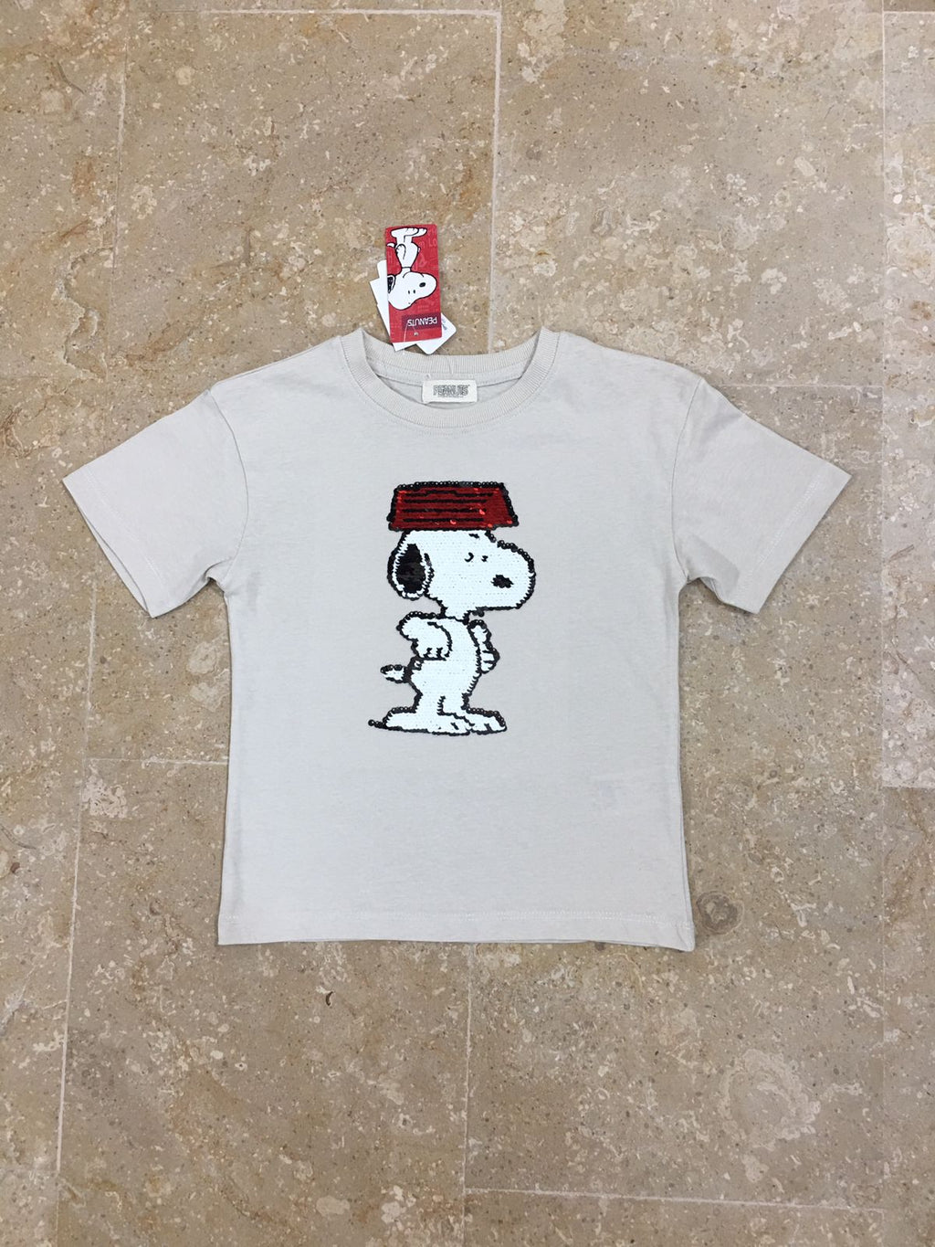 Beige Snoopy Sequence T-Shirt