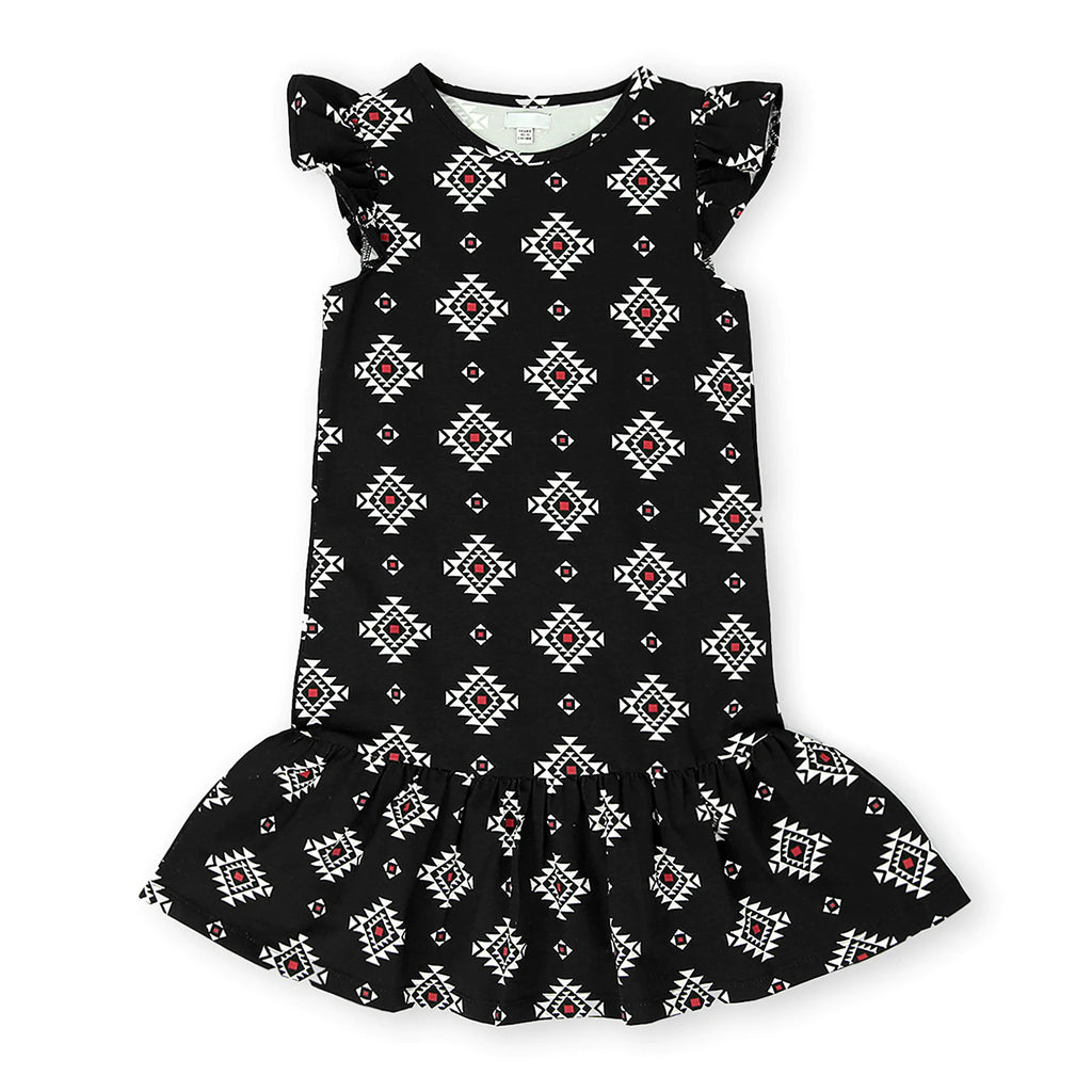 Black White Red Print Branded Frock