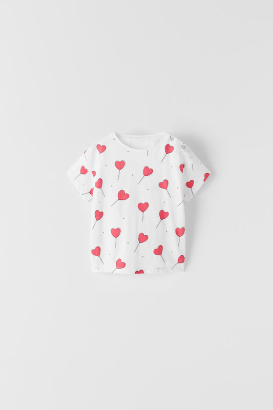 Red Motif Print T-shirt for Kids