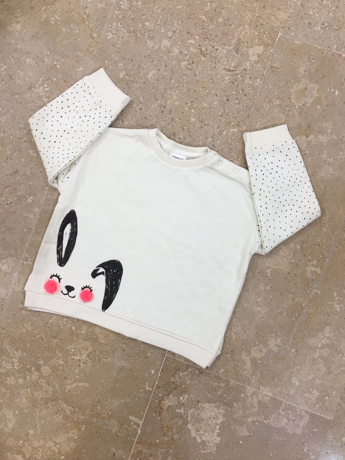 ZR Branded White Sweatshirt with pom pom for Baby Girls (minor defect)