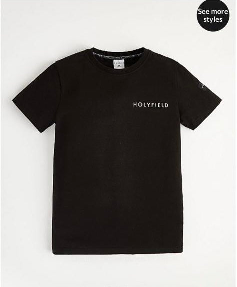 Holyfield branded Black T-shirt (9 yr to 16 yr)