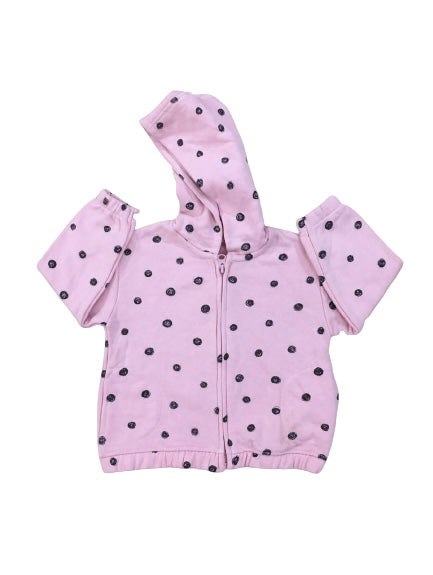 Baby Pink Polka Dots Zipper For Girls