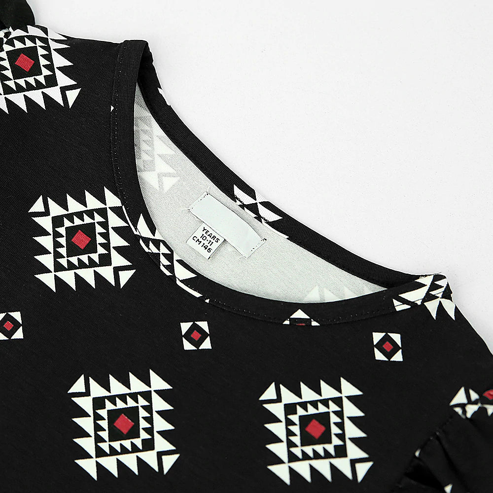 Black White Red Print Branded Frock